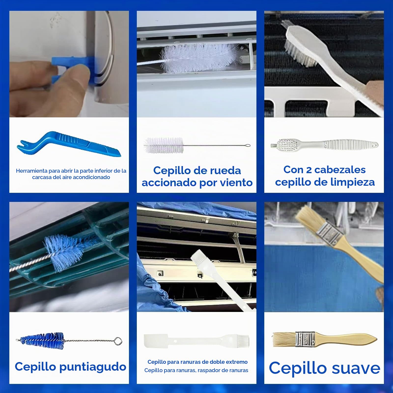Kit de Limpieza Aire Acondicionado Split, Bolsa de Limpieza para Aire Acondicionado de Pared y Casa, Azul Grande
