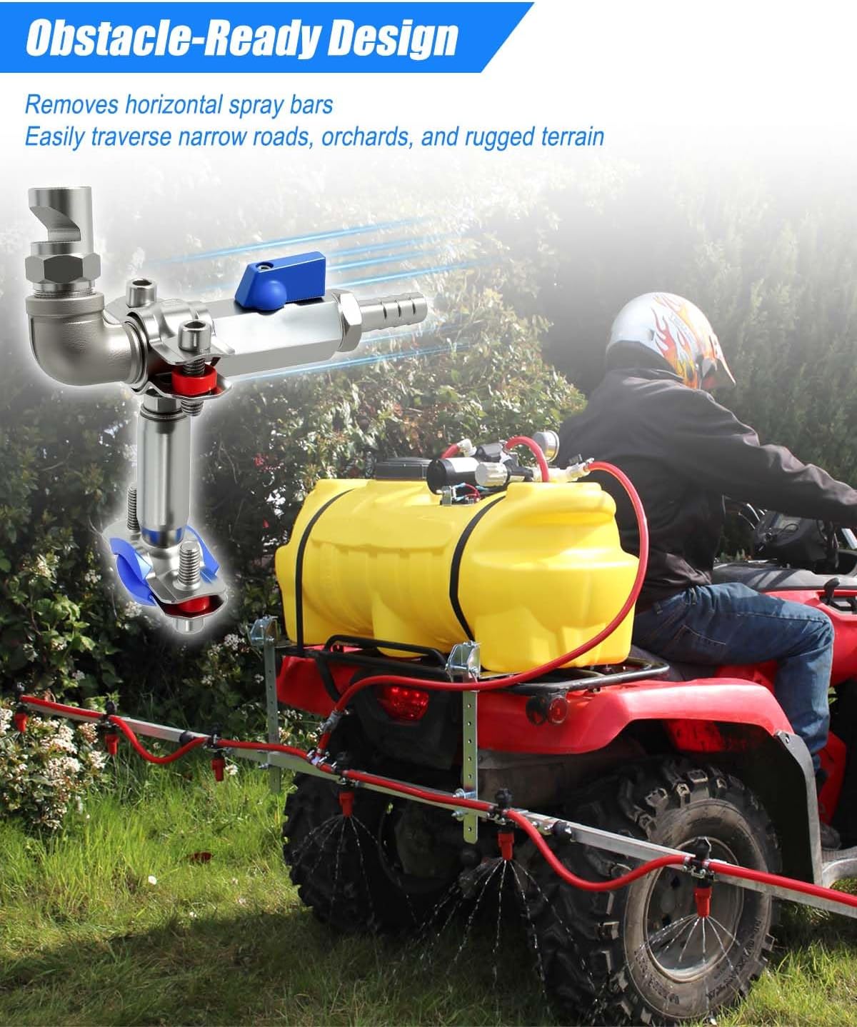 Boomless Spray Nozzle Kit for ATV UTV, Stainless Steel Adjustable Spray Tip, Heavy Duty Spray Nozzle for Farm Pasture Lawn