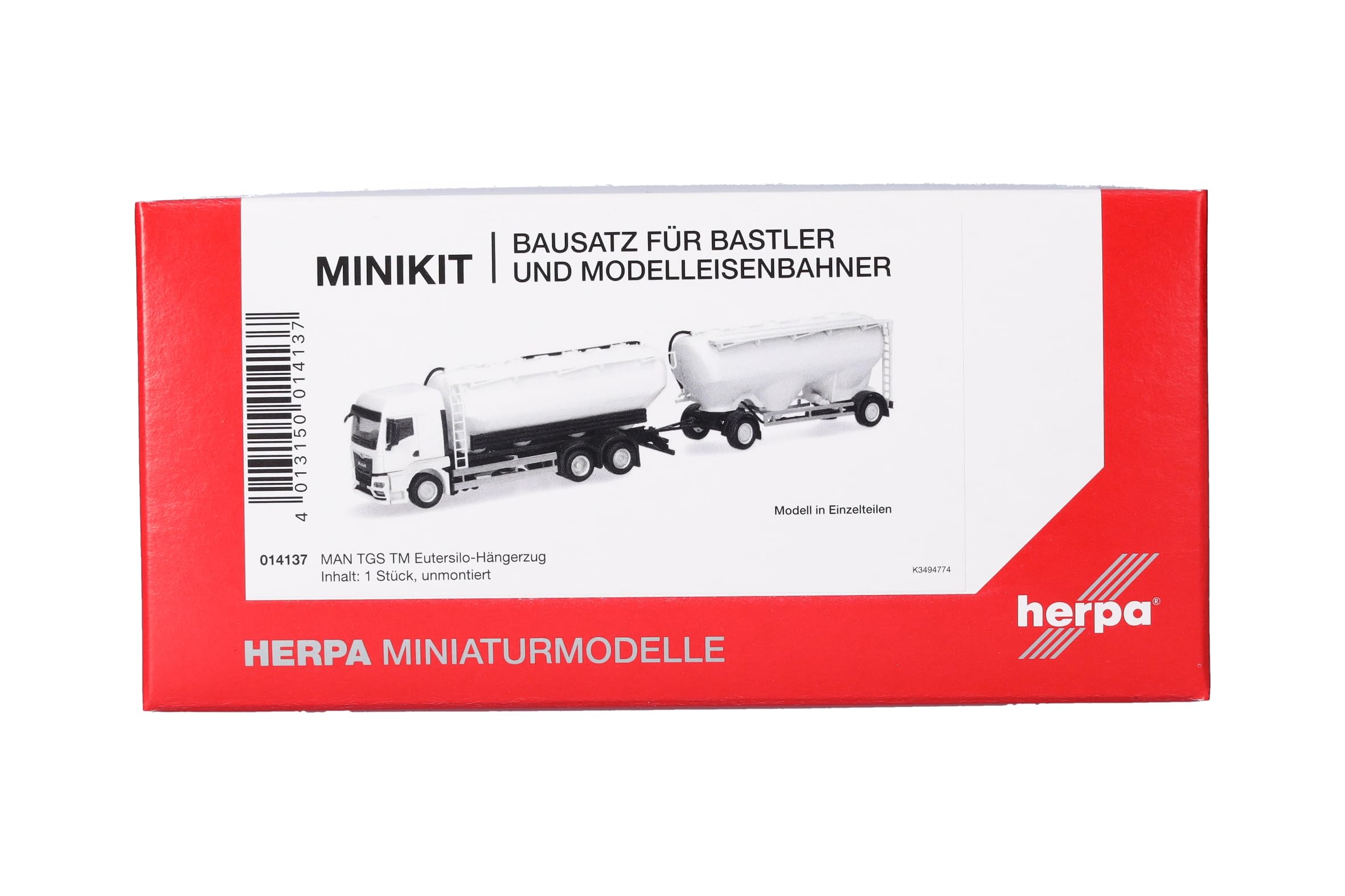 Herpa Minikit MAN TGS TM Bulk Silo Trailer White HA014137 HO Gauge