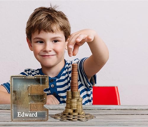 Vista 129 de Alcancía grande de madera personalizada para niños, alcancía con nombre personalizado, alcancía (nombre grabado láser) letras del alfabeto