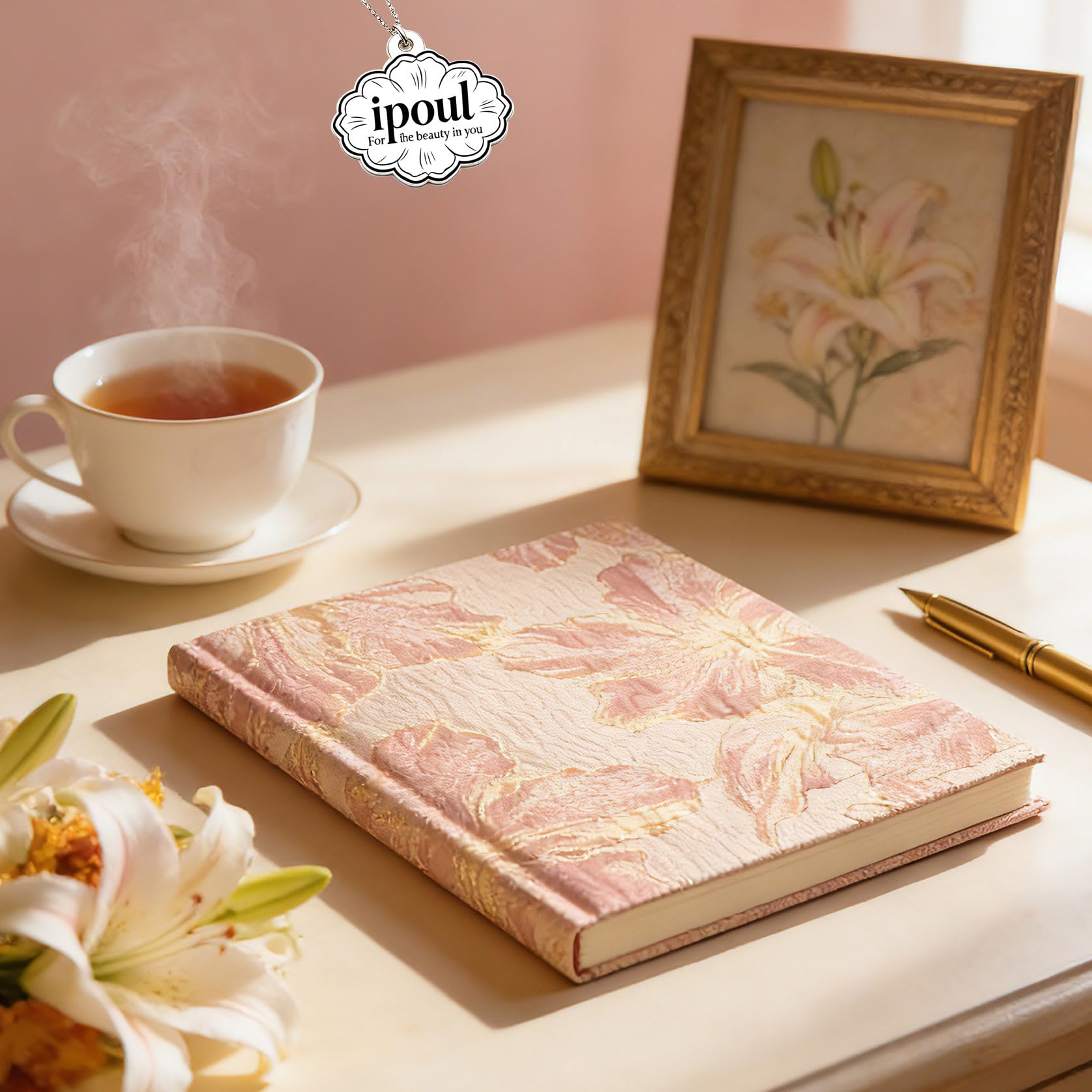 Piękny notatnik w linie, A5 Lily Pink