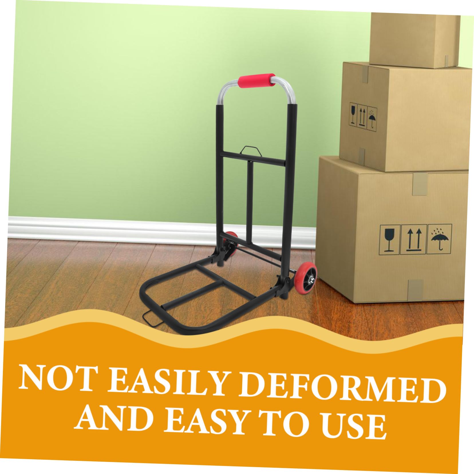 Carrello Portabagagli Pieghevole Nero in Ferro e Pu, 35kg | Manico Regolabile, Comfort Ergonomico, Uso Versatile, per Spesa e Pacchi