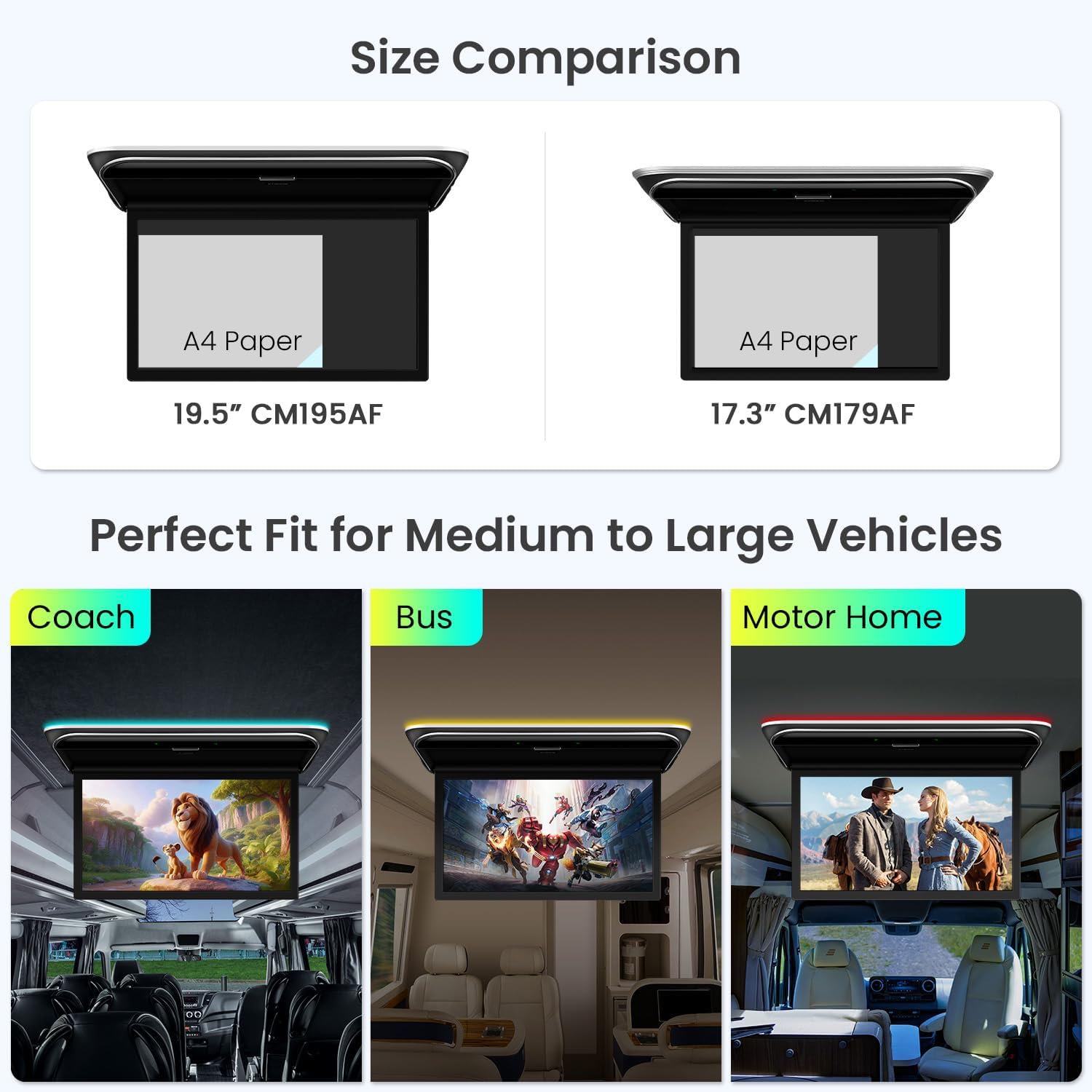 XTRONS 19.5" Android Car Overhead Player, 1600x900 IPS 4K Video Roof Mount Monitor with Built-in Speaker Flip Down Overhead Car Monitor Support WiFi, Bluetooth, HDMI, USB, RCA Input, Screen Mirroring