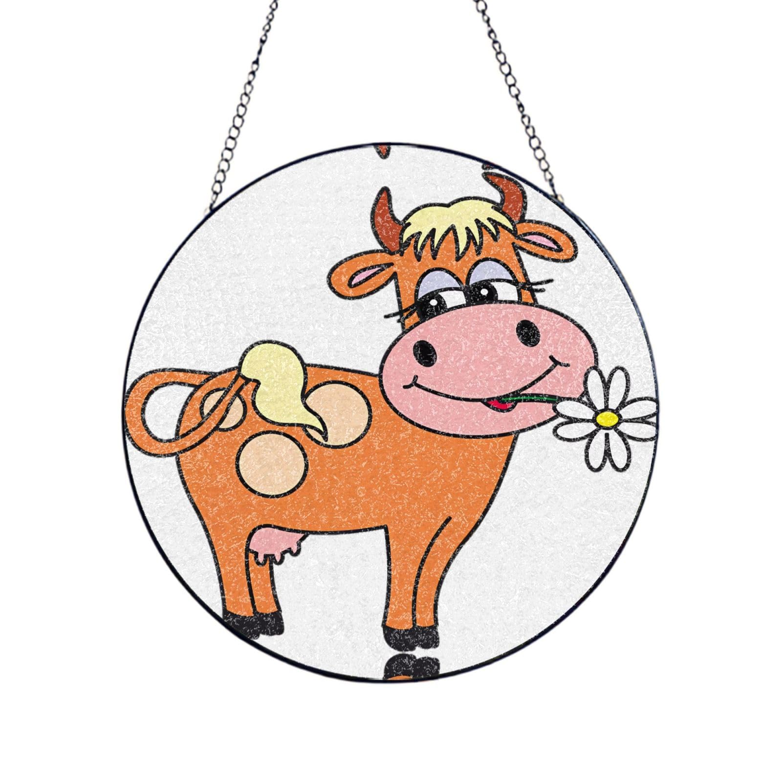 Phayah Cartoon Cute Cow Print Glass Window Hanging Sun Catchers Suncatcher Decor For Birthday For Home Garden Porch 12in（30cm）