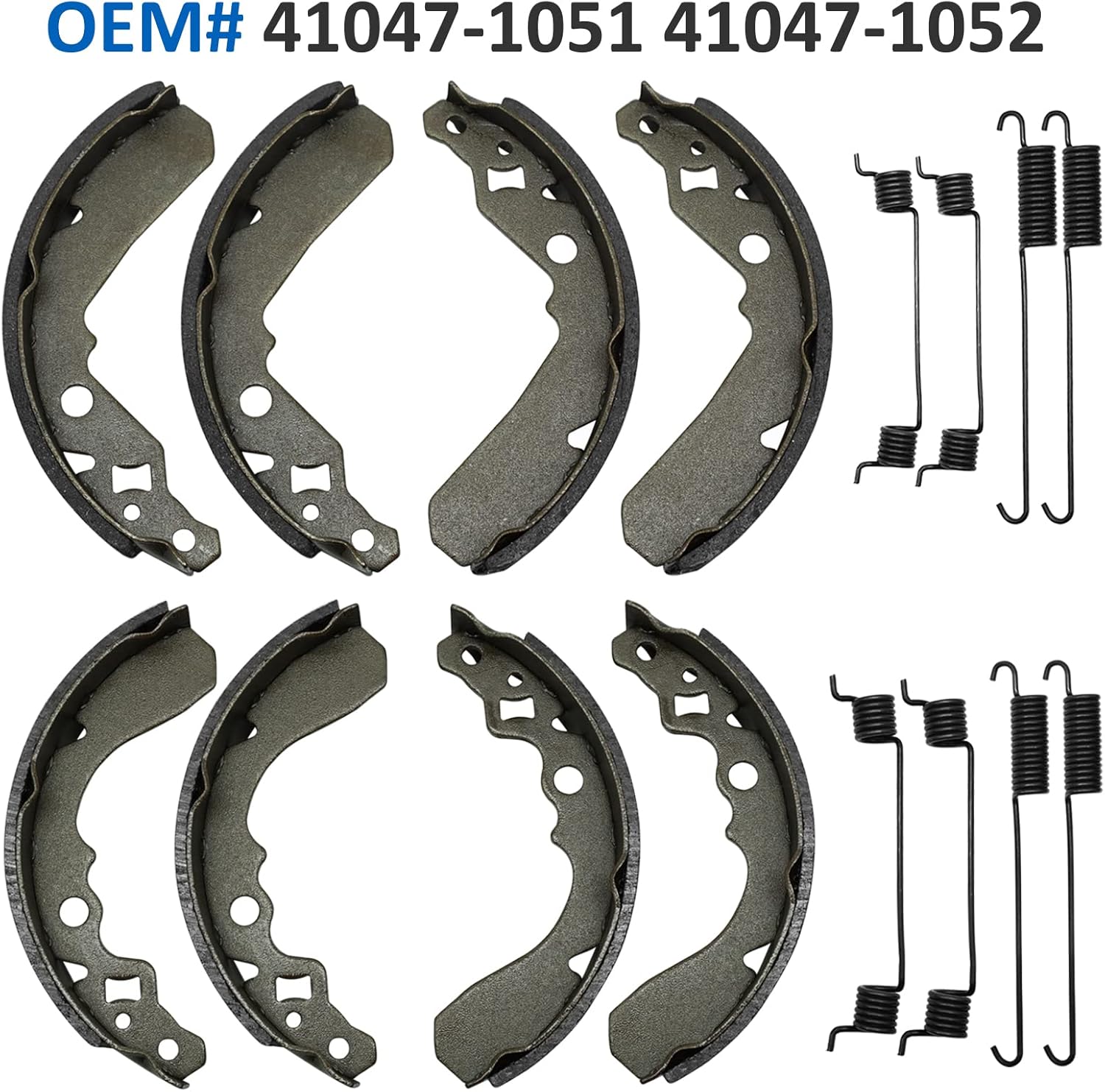 Brake Shoes Kit Front & Rear for Kawasaki Mule 500 520 550 KAF300, OEM# 41047-1051 41047-1052