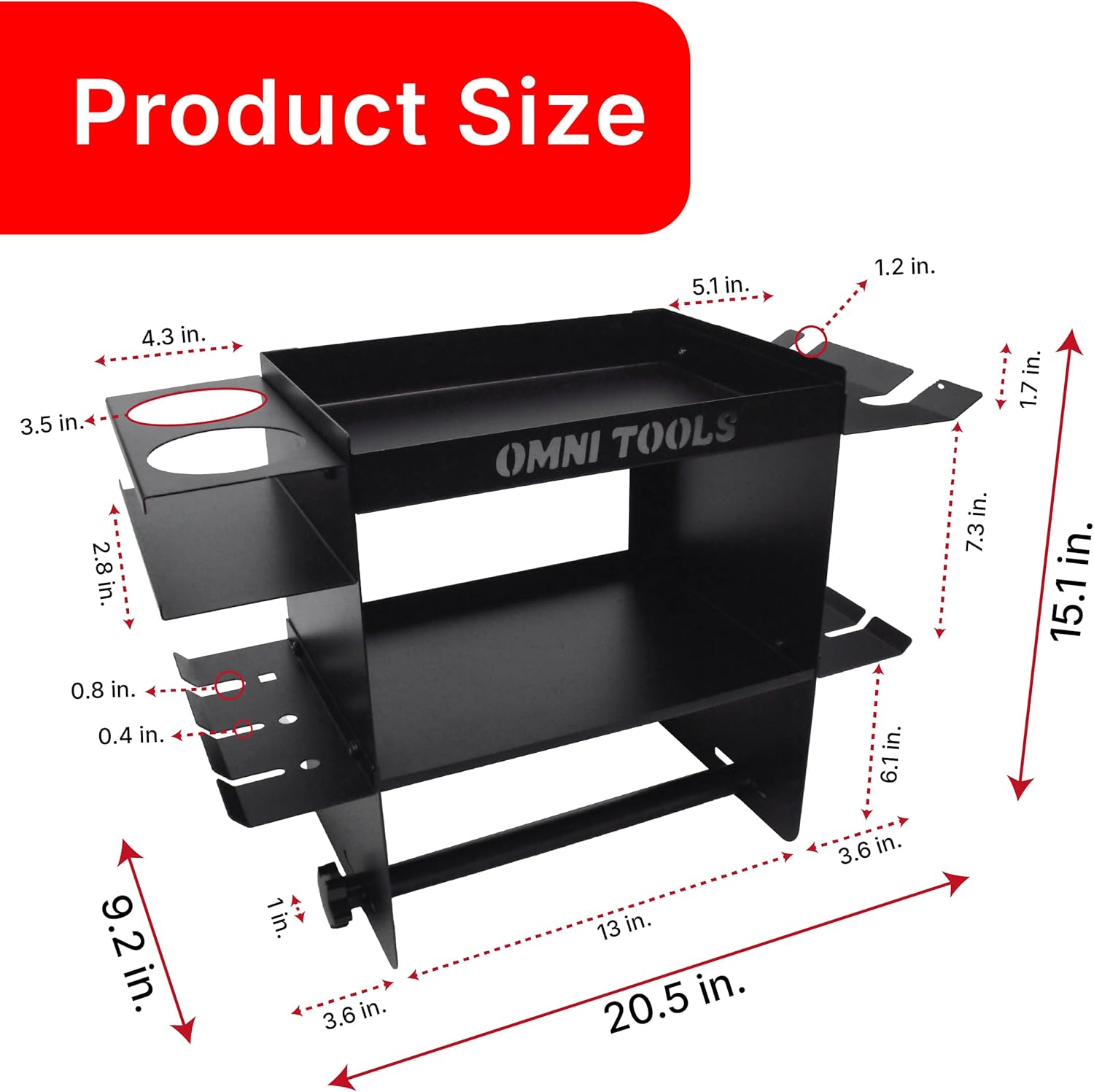 Multi-Function Paper Towel Holder, Steel Shop Organizer Rack with Tool Slots and Spray Gun Storage, Heavy-Duty Garage and Auto Body Shelf, 22.75 x 15 x 9.25 Inches 36038