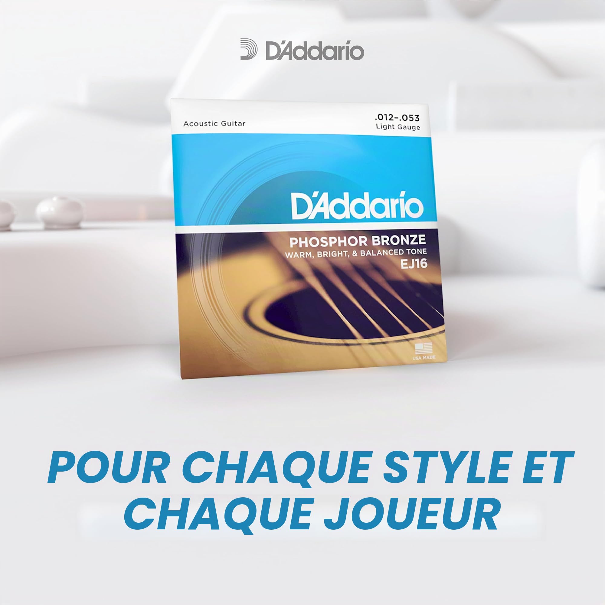 D'Addario EJ73 Lot de 3 jeux de cordes pour mandoline Bronze phosphoreux clair 10-38