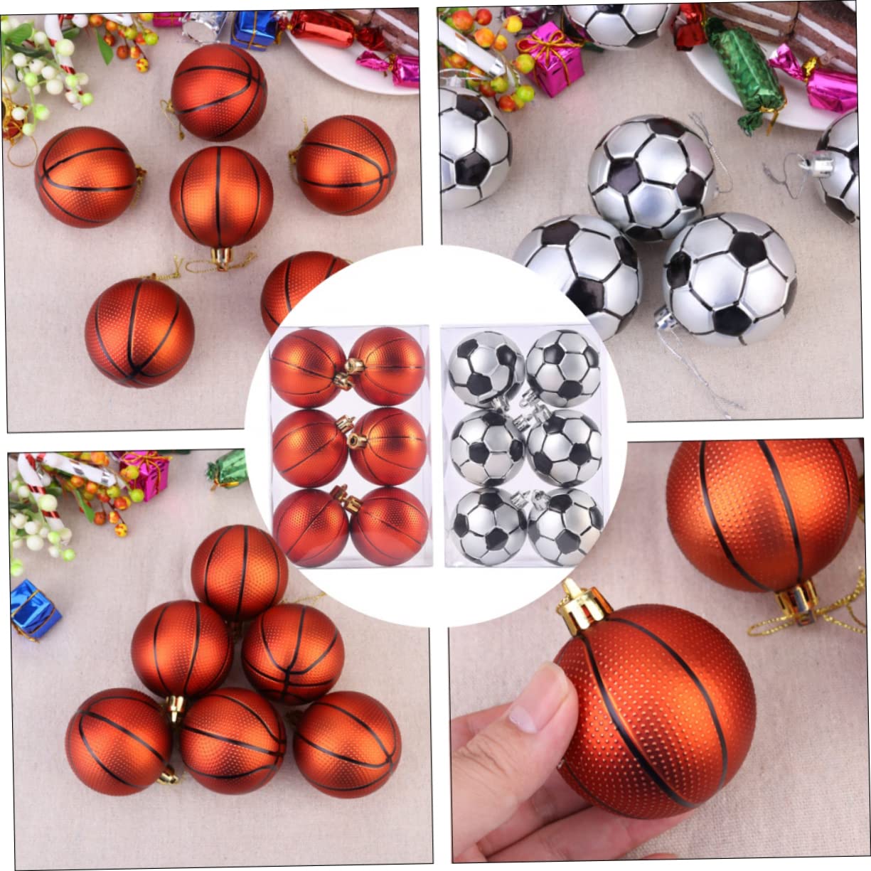 ABOOFAN 2 Juegos De 12 Adornos Navideños con Temática Deportiva Adornos Únicos para Árbol De Navidad.