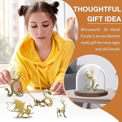 Miniatura 5 de Microworld Kits de modelos de metal 3D, rompecabezas mecánicos de metal dorado Phoenix 3D, rompecabezas 3D de acero de la colección Warcraft para