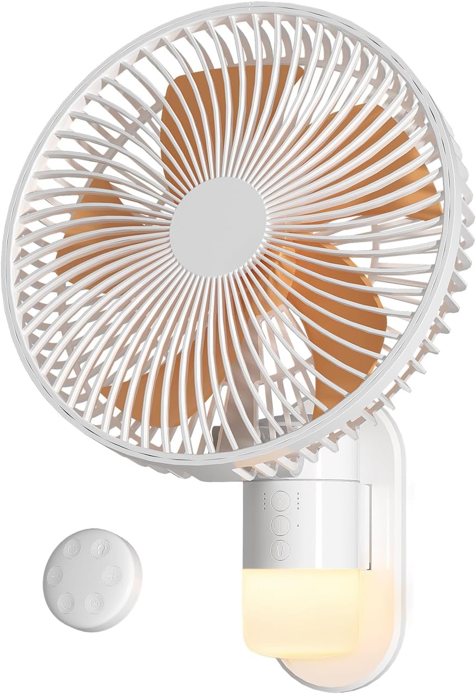 10” Wall Mount Fan with Light & Remote Control for Small Spaces, RV Fan with 30dB Quiet, 20ft Powerful Airflow , Timer,90° Auto Oscillating,4 Speeds,180° Adjustable Tilt for RV/Bedroom/Bathroom/Office