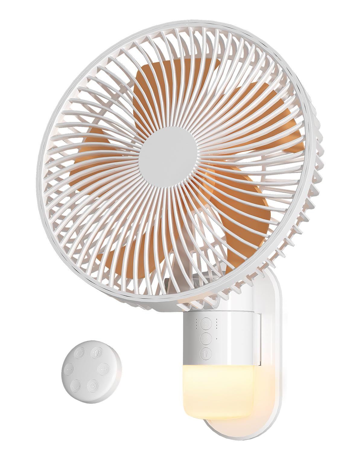 Photo 1 of 10” Wall Mount Fan with Light & Remote Control for Small Spaces, RV Fan with 30dB Quiet, 20ft Powerful Airflow , Timer,90° Auto Oscillating,4 Speeds,180° Adjustable Tilt for RV/Bedroom/Bathroom/Office