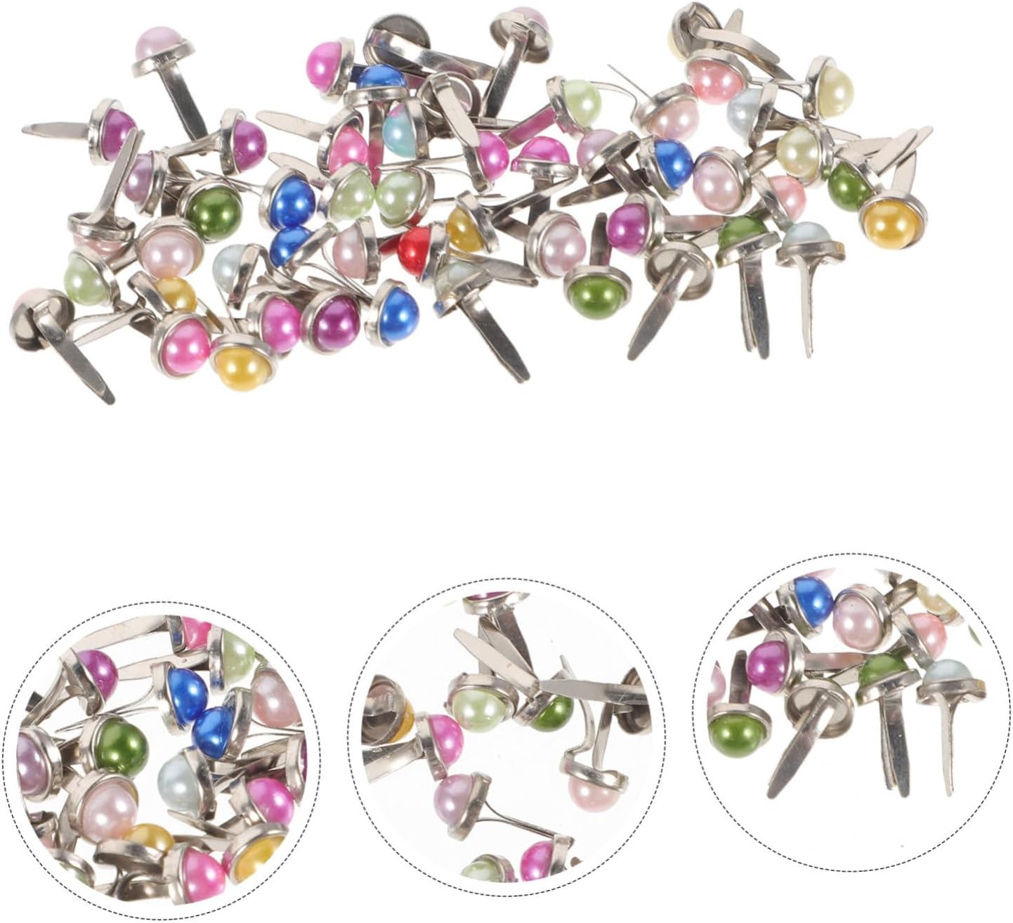 DOITOOL 50pcs Mini Pearl Brads for Craft Materials Paper Crafts Embellishments Scrapbooking DIY Projects