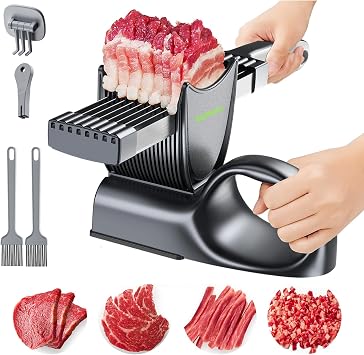 SupMaKin Fresh Meat Slicer with SteadyGrip, Adjustable 2/4 mm, 17 IN 1