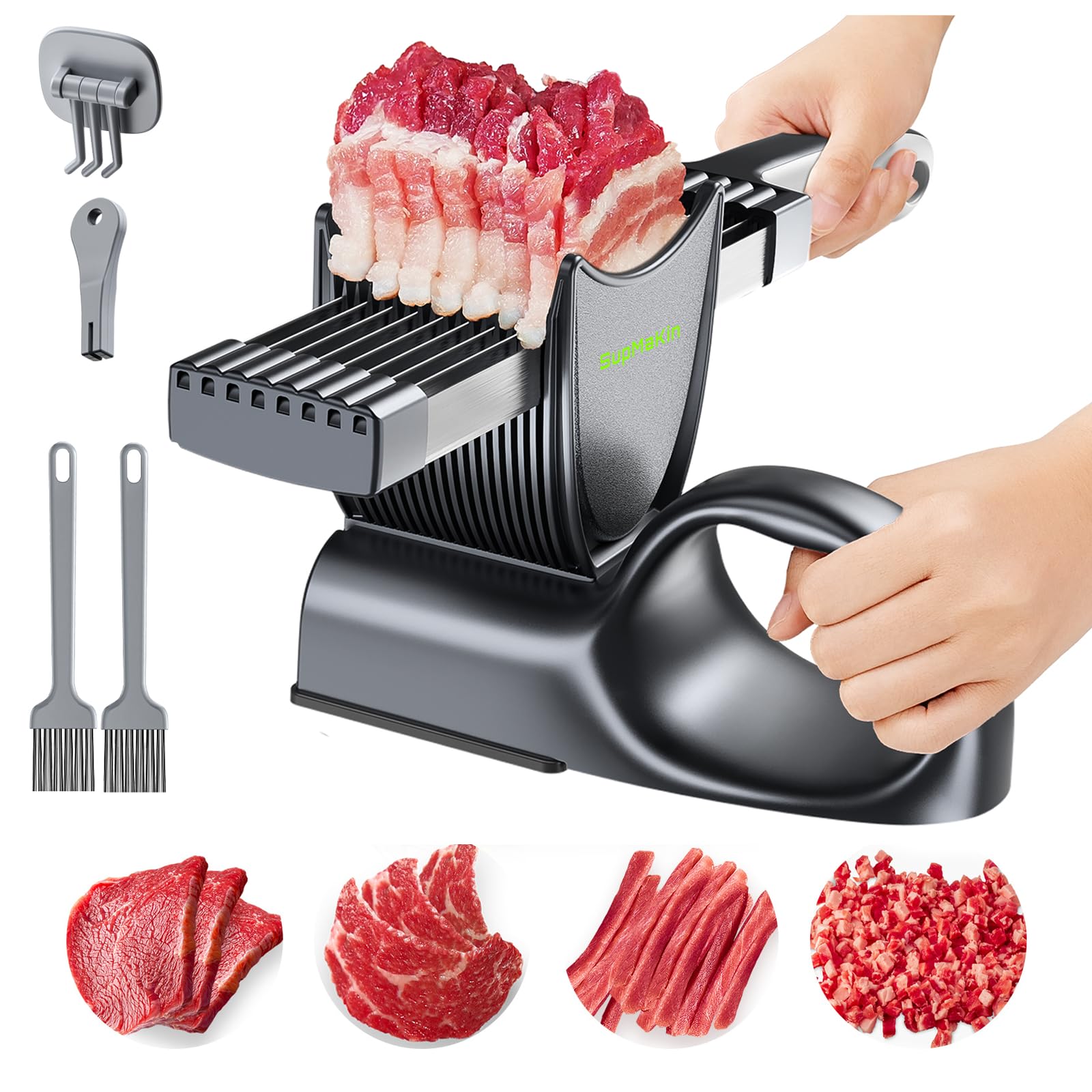 Photo 1 of SupMaKin Meat Slicer with SteadyGrip, Adjustable 2/4 mm, 17 Slices