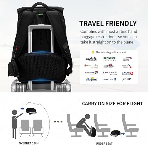 Miniatura 4 de OIWAS Mochila para laptop para hombre, mochila de viaje para laptop de 16 pulgadas con hebilla magnética, mochila de negocios de reducción de peso