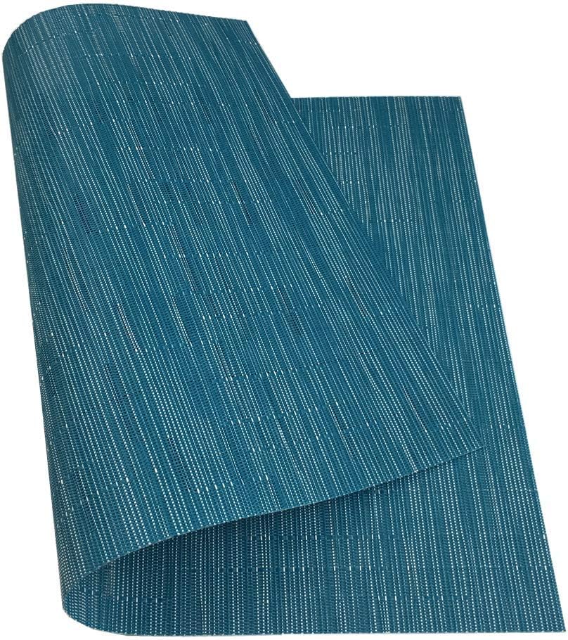 Placemats Set of 6 for Dining Table Heat-Resistant Washable Place Mats Woven Vinyl Kitchen Table Mats Easy to Clean,Blue