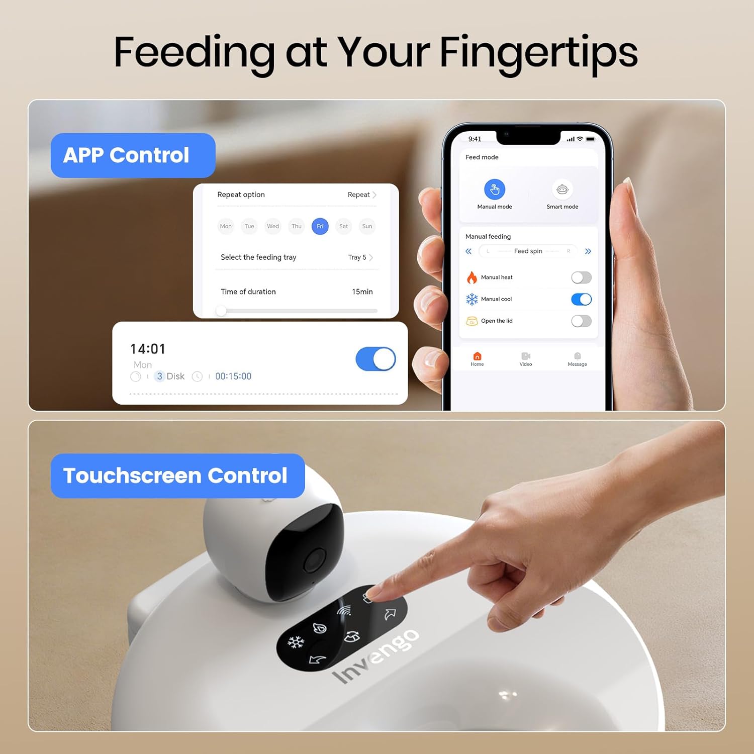 Automatic Wet Food Cat Feeder with 3MP Night Vision Camera, App Control, Dual Semiconductor Cooling, Heating Feeding Area, AI Anti-Pinch Safety, 5 Food-Grade Stainless Steel Trays Pet Food Dispenser