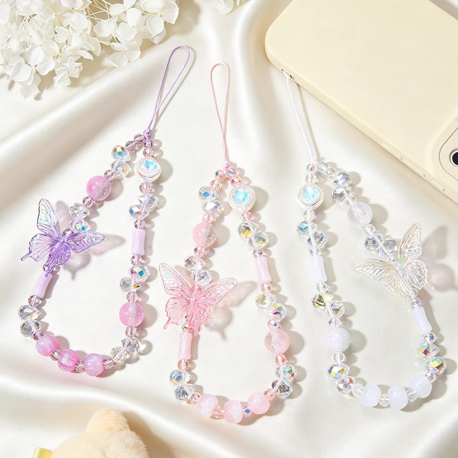 Ornaland Beaded Phone Wrist Strap Y2K Cute Phone Charm Strap Lanyard Wrist for Case Backpack Keychains Wallets