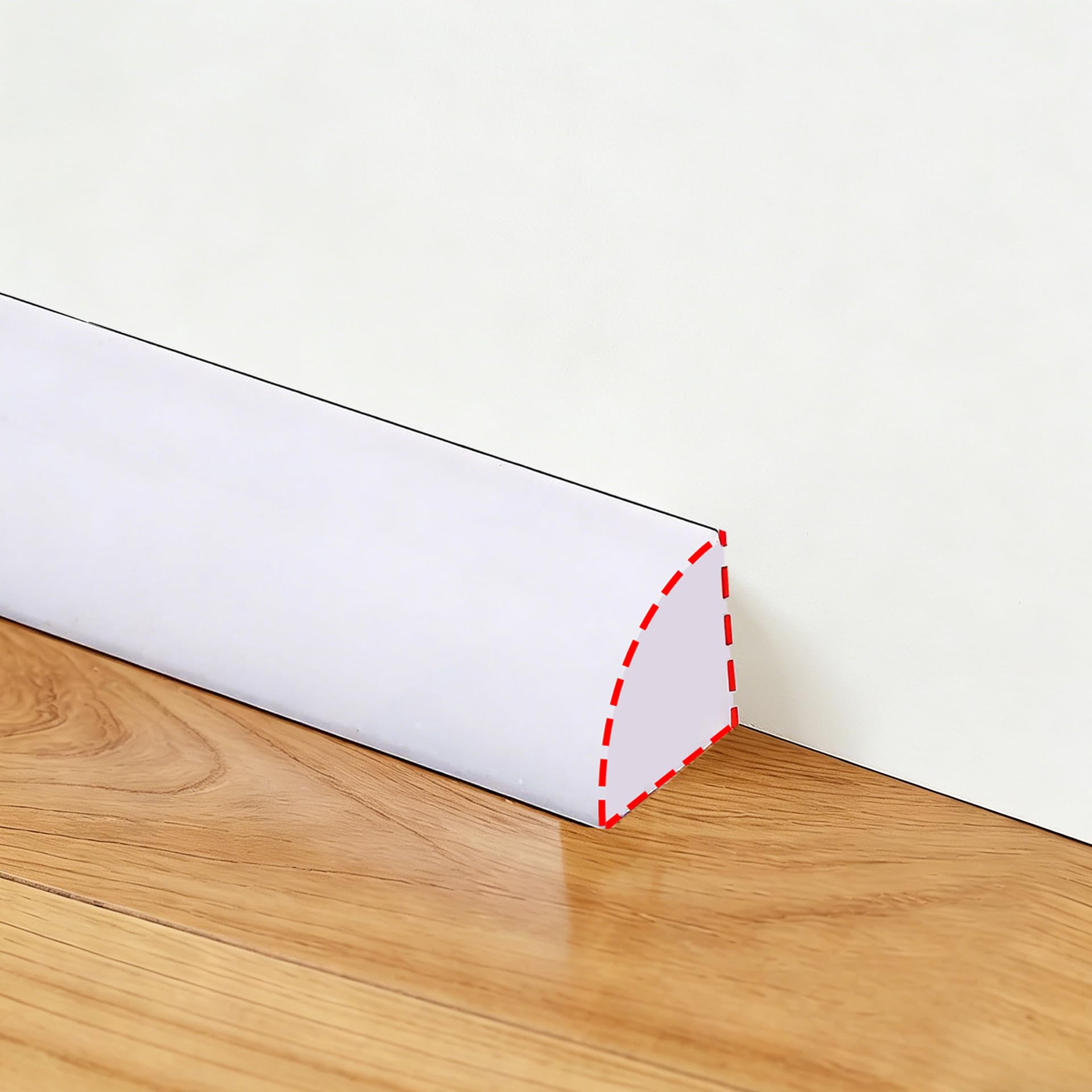 Flexible Quarter Round Molding Trim, Peel and Stick Moulding Wall Trim Self-Adhesive Rubber Caulk Seal Strip Edge Trim for Bathtub, Countertop,Bathroom,Sink,Cooktop(White 1 Meter)
