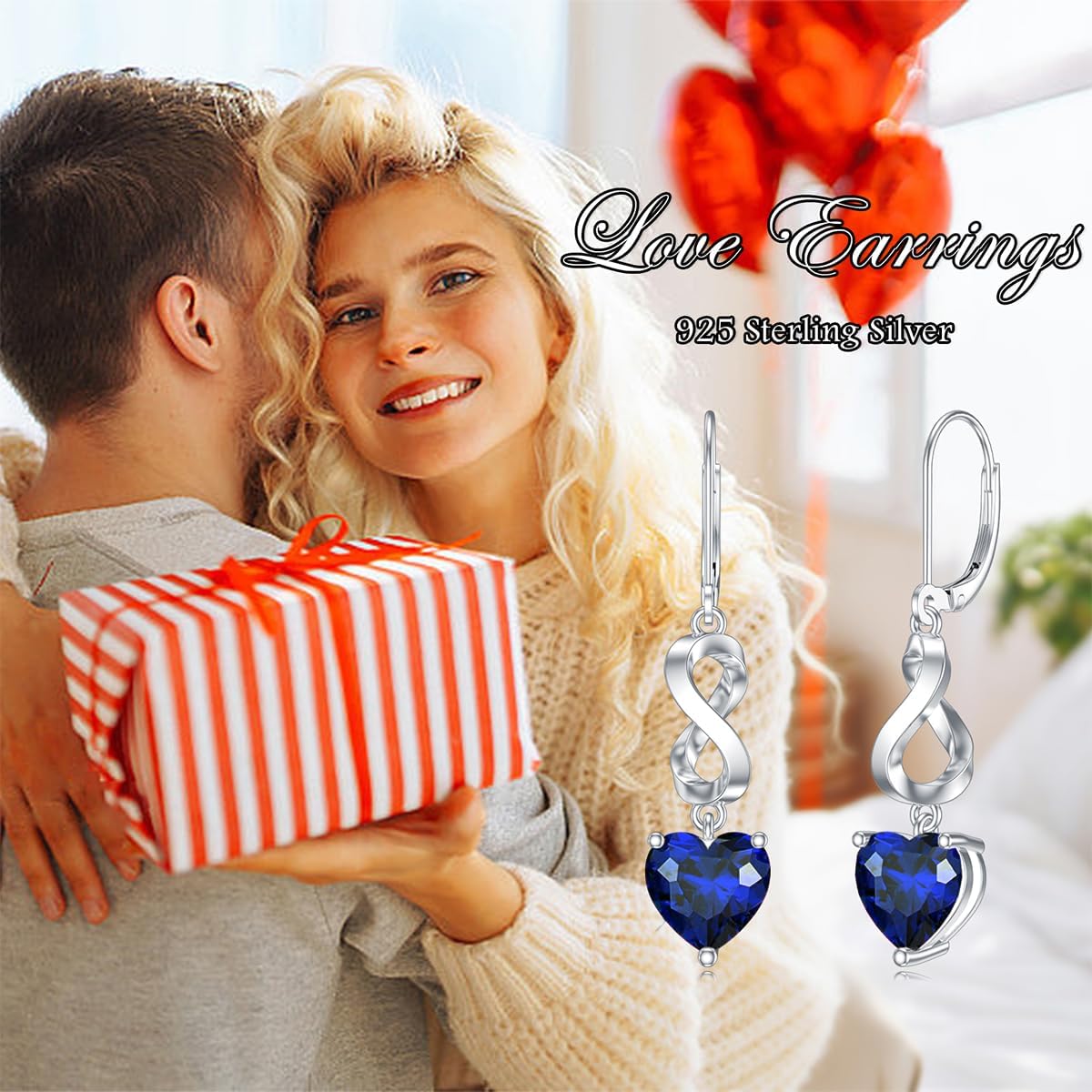 Infinity Leverback Earrings Drop Earrings 925 Sterling Silver 12 Birthstone Birthday Jewelry Gifts for Women - Image 6