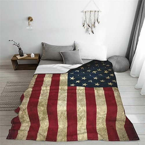 Miniatura 8 de Manta retro de la bandera estadounidense para mujer, manta de franela decorativa para sofá, cama, sofá, viajes, campamento, automóvil, para