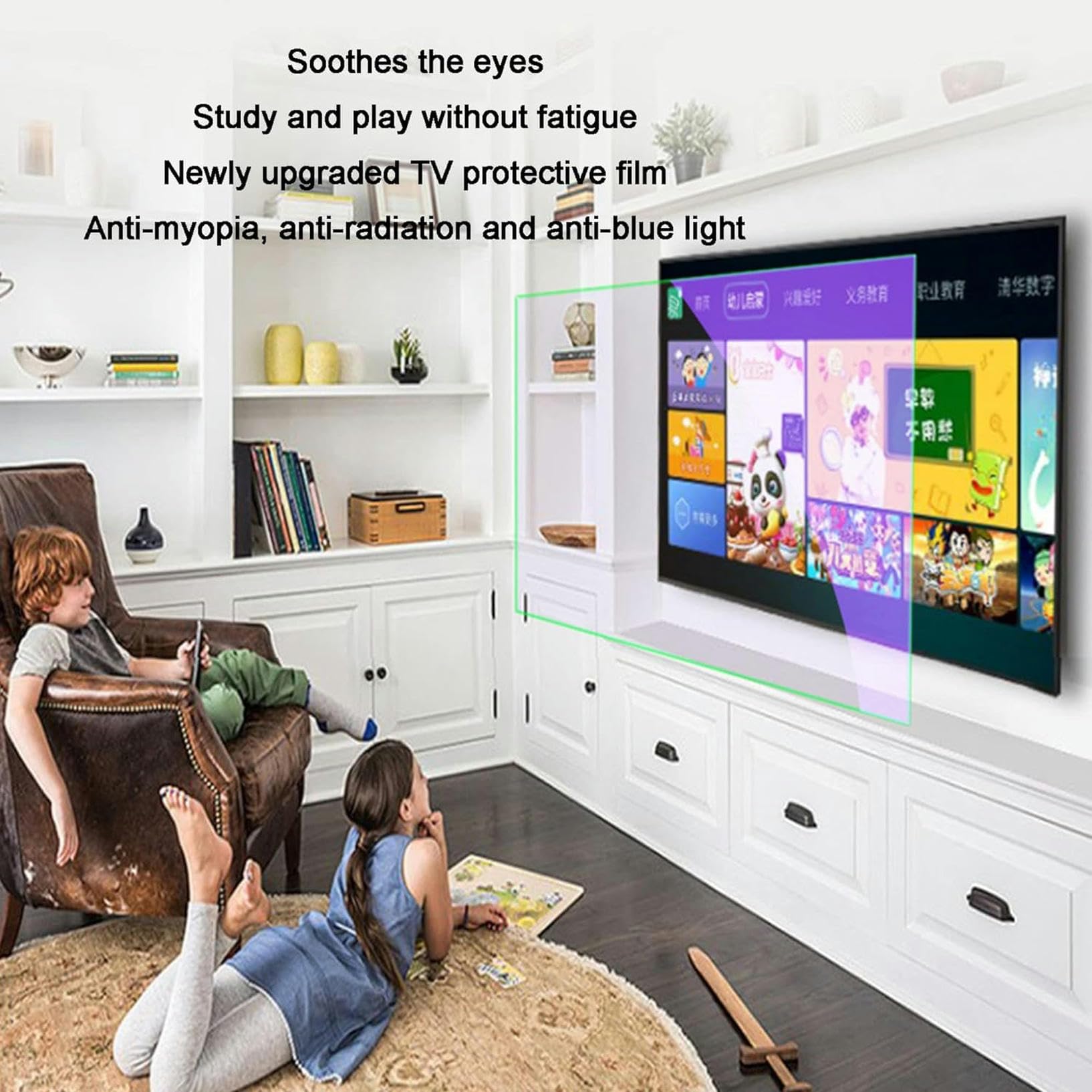 Pellicola Protettiva Opaca Antiriflesso Per Schermo Tv, Antigraffio/Anti Luce Blu, Allevia L'Affaticamento Degli Occhi Per Lcd, Led, Oled, Qled, 4K Hdtv / 55 Pollici 1211X682 Mm, 48 Pollici 1056X596