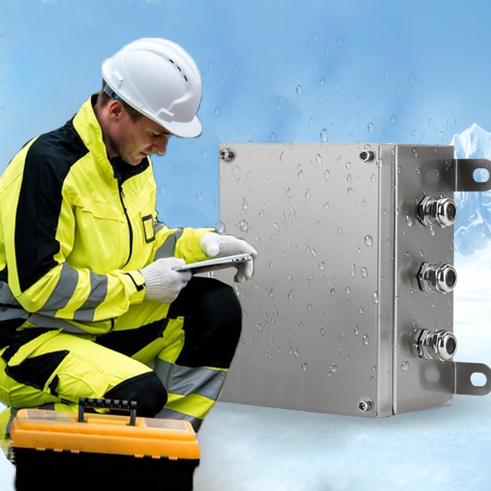 Caja Electrica Exterior Caja Eléctrica De Acero Inoxidable 304 Resistente A La Intemperie para Exteriores, con Prensaestopas para Uso Residencial Y Industrial.(400x200mm/15.7x7.9in)