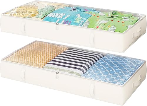 Miniatura 10 de Paquete de 2 Contenedores de Almacenamiento Debajo de la Cama, 8 Pulgadas de Alto Contenedor Organizador de Almacenamiento de Ropa Debajo de la Cama