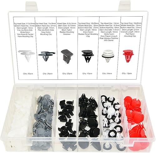 Swordfish 60670 124pc Auto Cuerpo Interior y Exterior Retenedor Sujetador Clip Surtido para Mini Cooper
