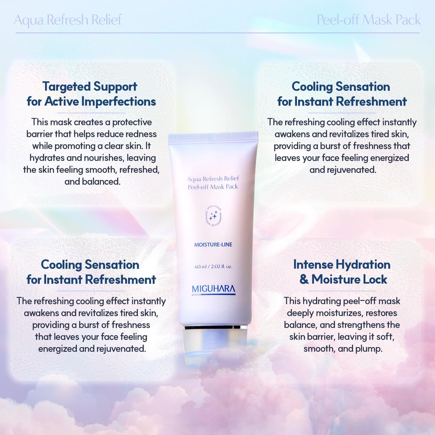 MIGUHARA Aqua Refresh Peel-Off Mask Pack, Face Mask with Lacto-PDRN, Botanical & Flower Extracts for a Fresh, Clean Feel and Smooth-Looking Skin Appearance – Korean Skincare (60ml/2.02 fl.oz.) - Image 6