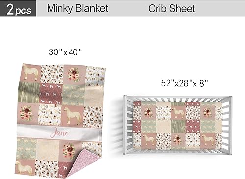 Miniatura 4 de Juego de ropa de cama personalizado para cuna para niñas bebés, juego de ropa de cama personalizado para cuna con nombre, ropa de cama floral de