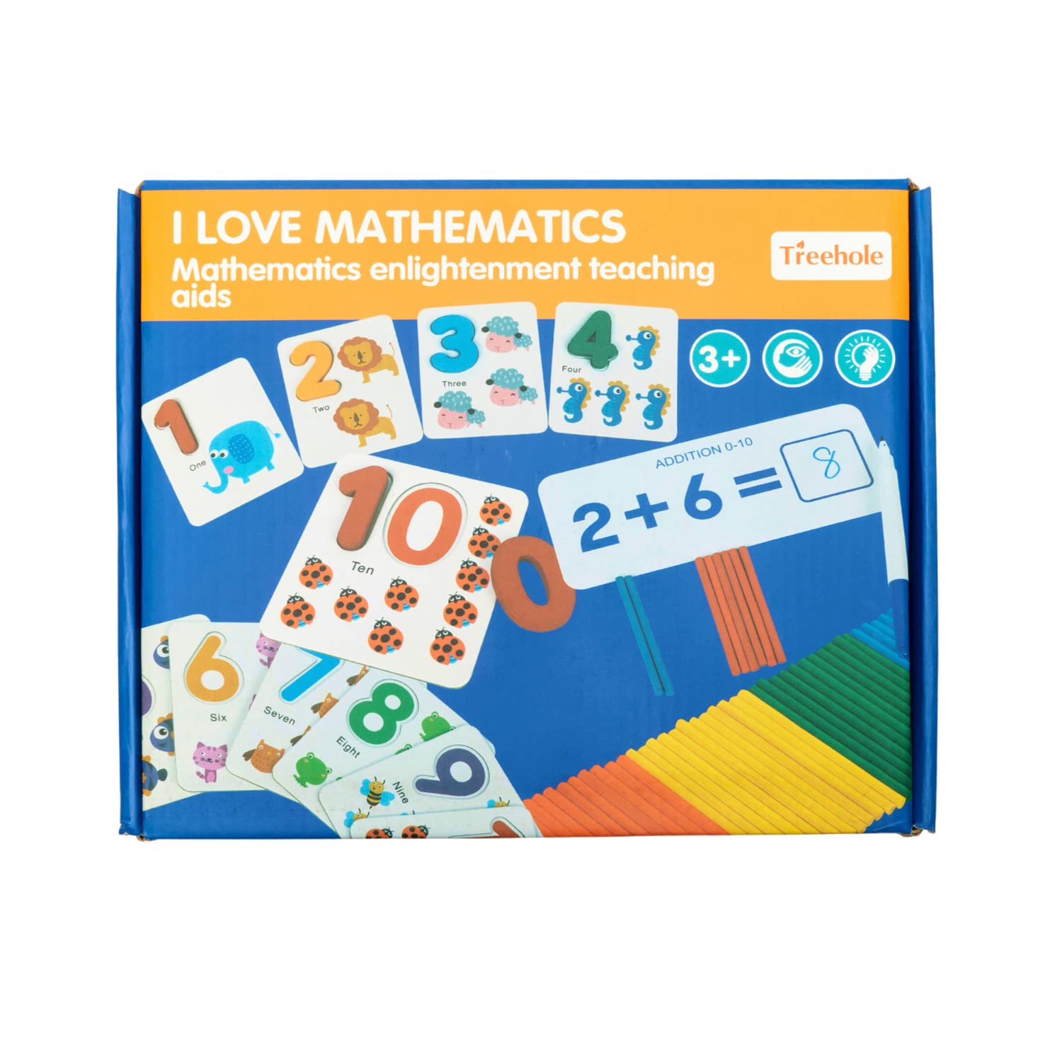 Ji and Ja® I Love Mathematics Learning Kit 3 Math Booster Puzzle Game Wooden Number with Wipe & Clean Cards Toy for Kids Boys Girls Toddlers Children