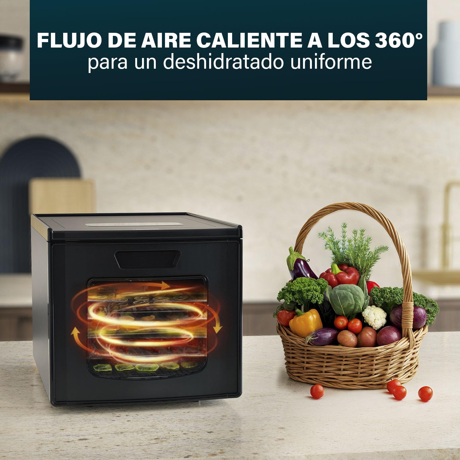 Princess Food Dehydrator con 6 Bandejas de Acero Inoxidable, Temperatura Ajustable, Pantalla Táctil, Temporizador hasta 48 Horas, 550 W, 01.112398.01.001