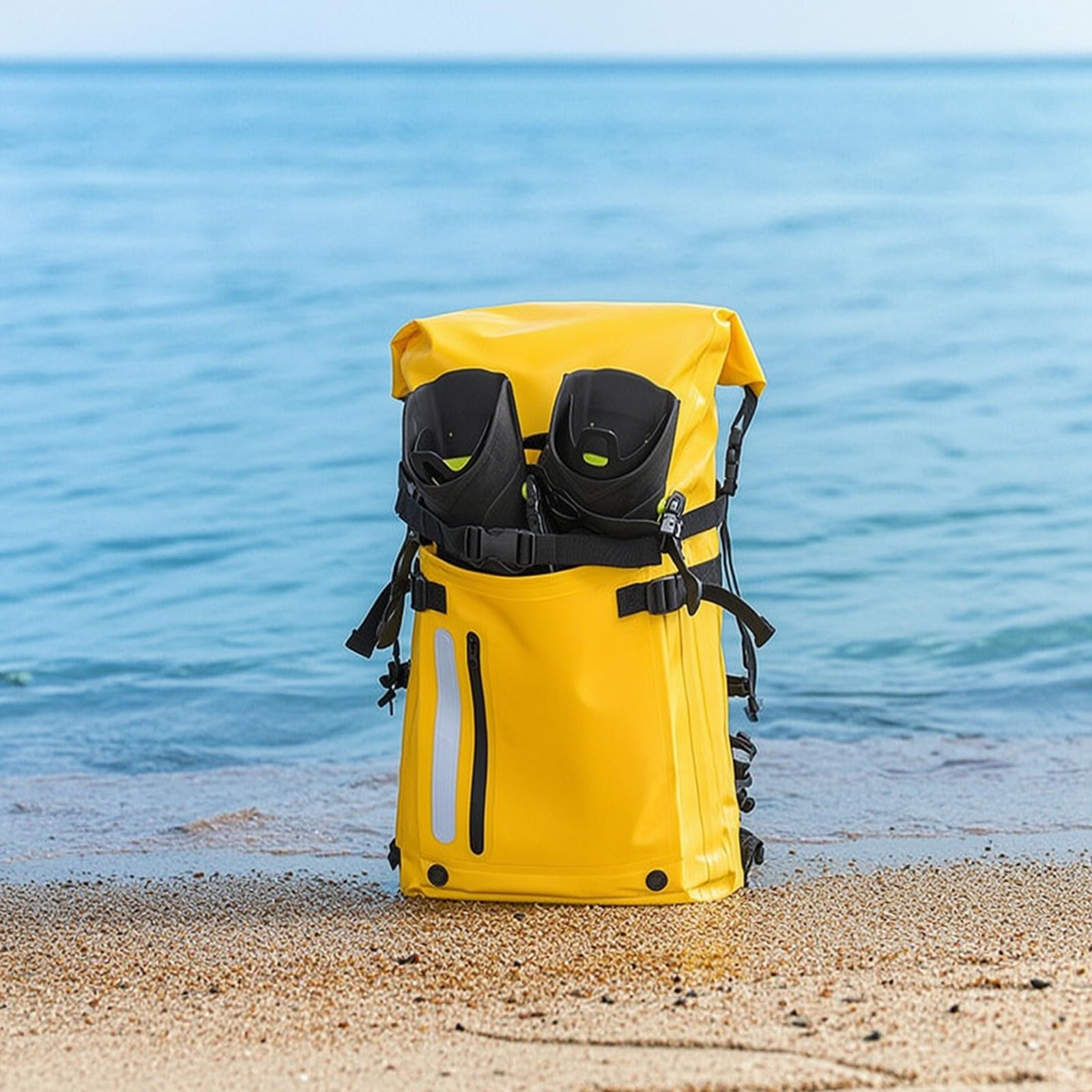 Zaino Impermeabile con Chiusura a Rotolo da 30 Litri Zaino Stagno in PVC Resistente Sacca Stagna con Chiusura a Rotolo per Spiaggia, Array, Nero, 30L