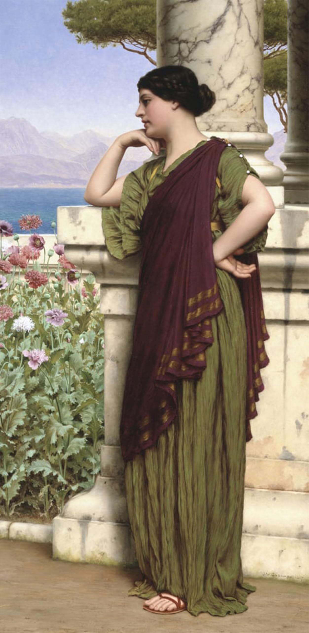 SERENDIPITP Vintage Picture Print on Canvas Wall Art Poster Tender Thoughts by John William Godward Artwork Print Poster for Wall Decor 60x90cm