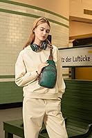 Vista 36 de Telena Riñonera pequeña para mujer, de cuero, cangureras, bolsa de pecho para mujer 3-camel marrón