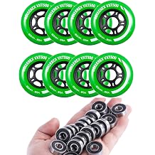 Rollerex VXT500 Inline Skate Wheels 8-Pack Turf Green, 76mm 608-2RS Wheel Bearings 20-Pack for Any Product Using Skate Wheels Carbon Steel
