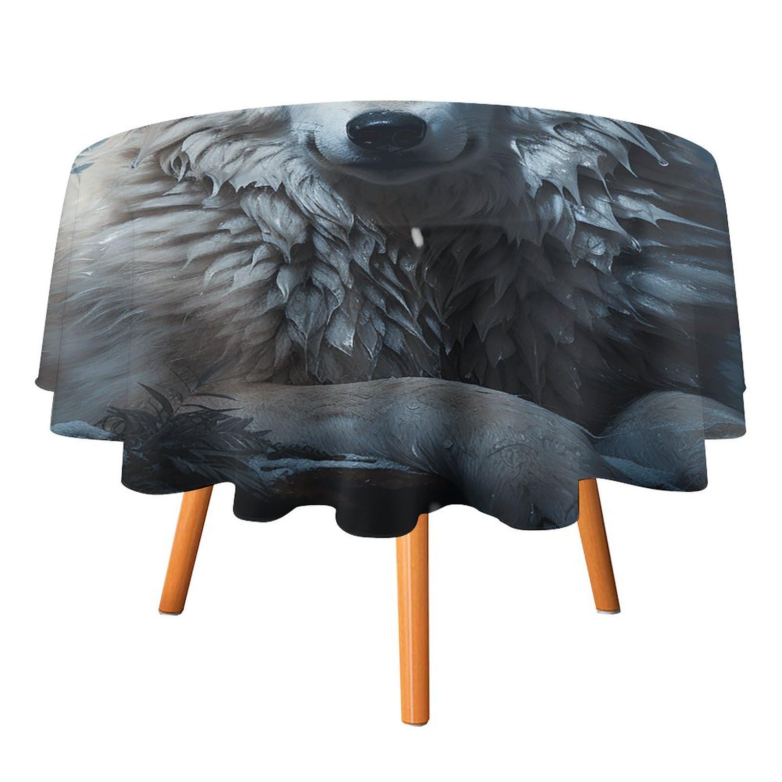 Nappe ronde loup lavable et infroissable pour un entretien facile