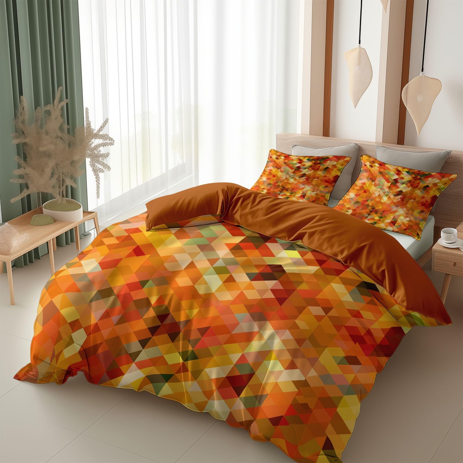 Pościel żółta, 240 x 220 cm, nowoczesny, artystyczny, geometryczny wzór 3D, na lato, zimę, komplet pościeli dla chłopców, bardzo miękka mikrofibra, luksusowa poszewka na kołdrę z nadrukiem, podwójna