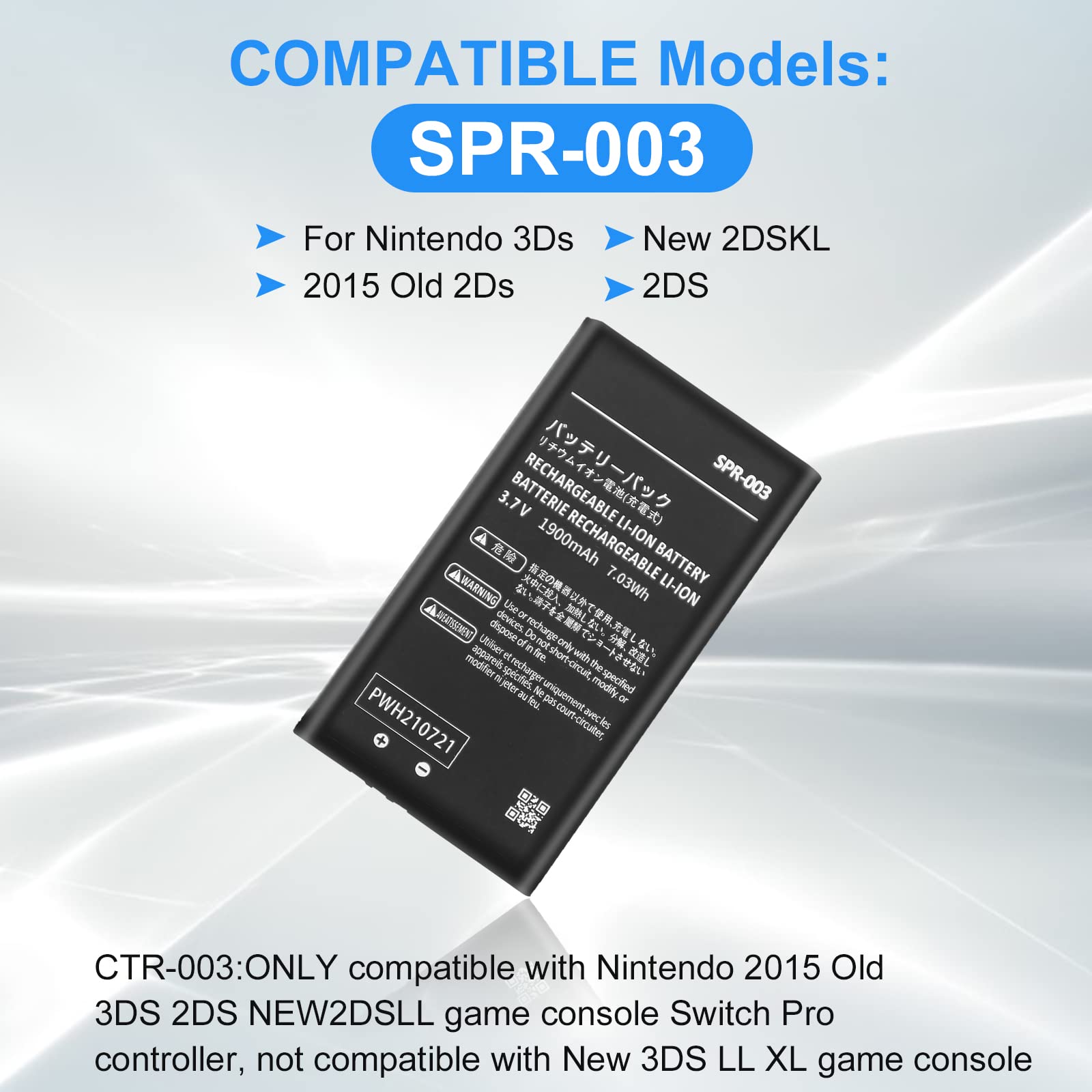 Akumulator 3DS XL, 1900 mAh SPR-003 akumulator zamienny do Nintendo New 3DS XL, 3DS XL, konsola 3DS LL z narzędziem (nie pasuje do nowych 3DS)