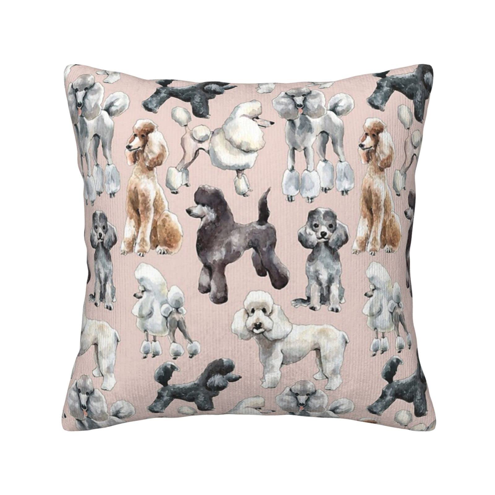 Housses de coussin en velours côtelé premium à motif de caniches