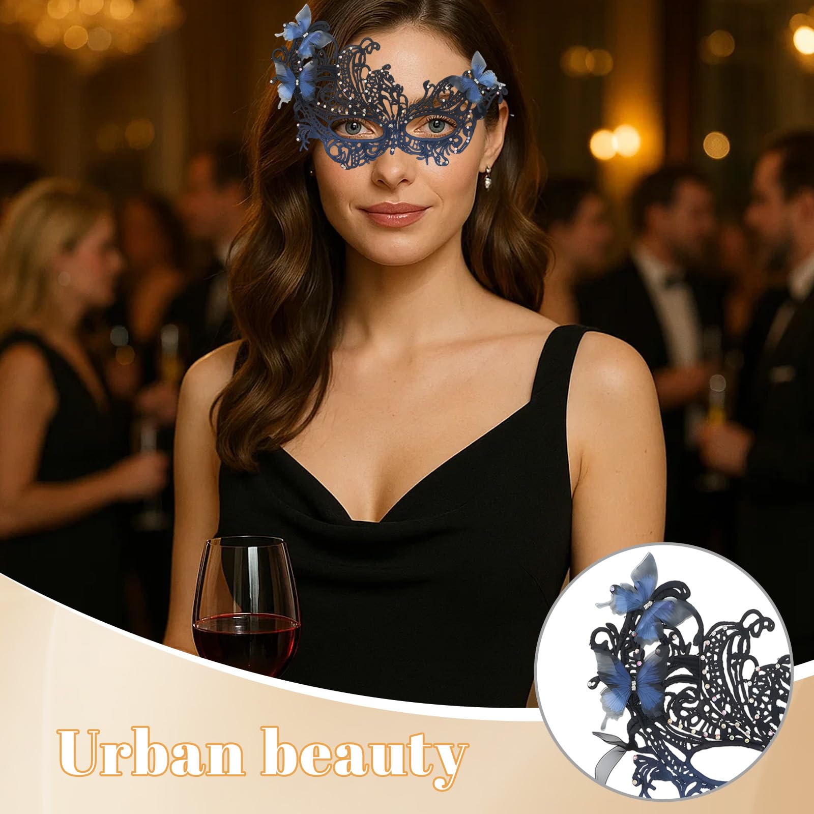 Masquerade Mask for Women 2 Pack Black Masquerade Masks - Image 4