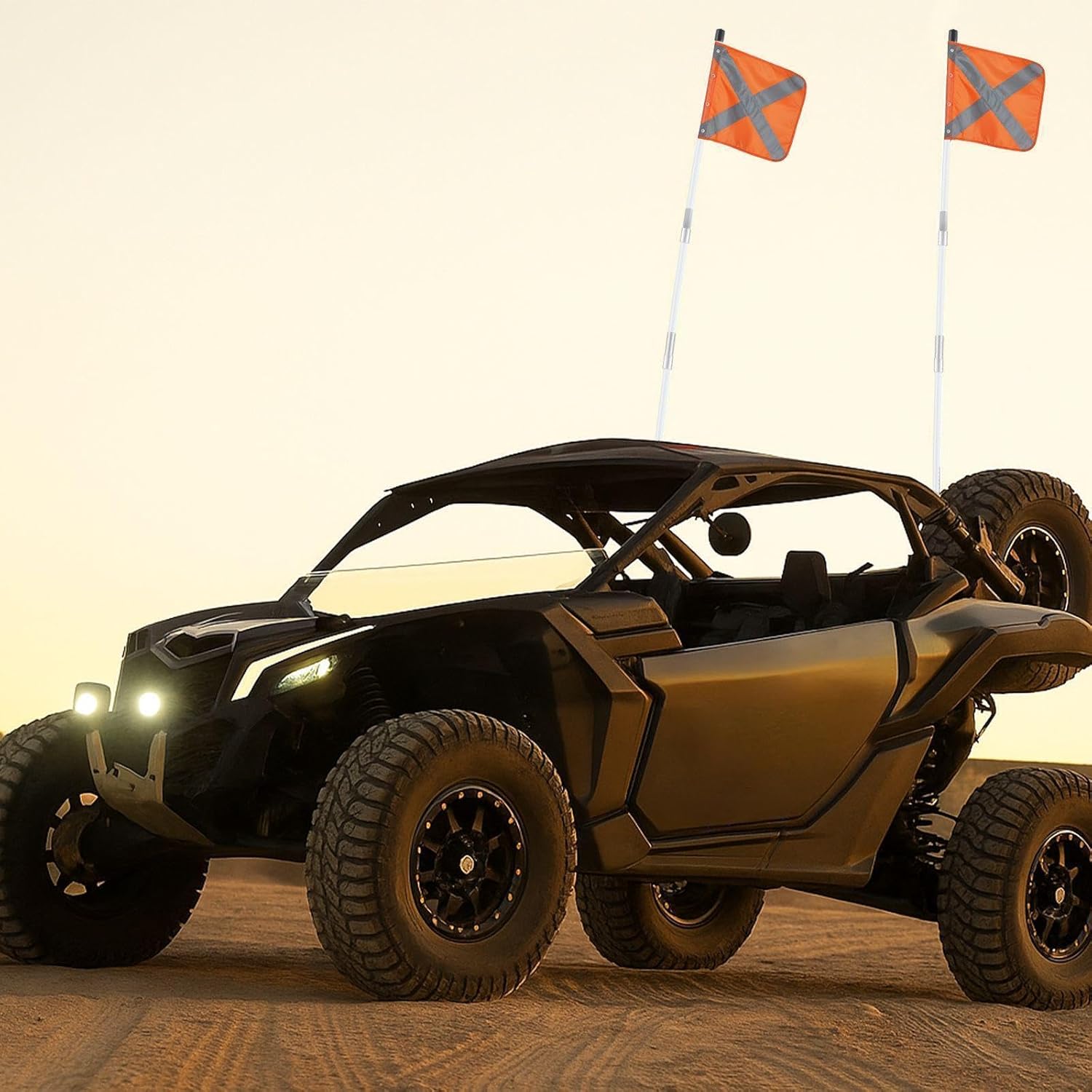 Zonon Safety Flag with Quicker Connector Base 11.8" X11.8" Heavy Duty PVC Reflective Flag, Suit for ATV, UTV, Offroad and Truck, Can Be applied as 3.3', 6.6‘ or 10' - Image 5