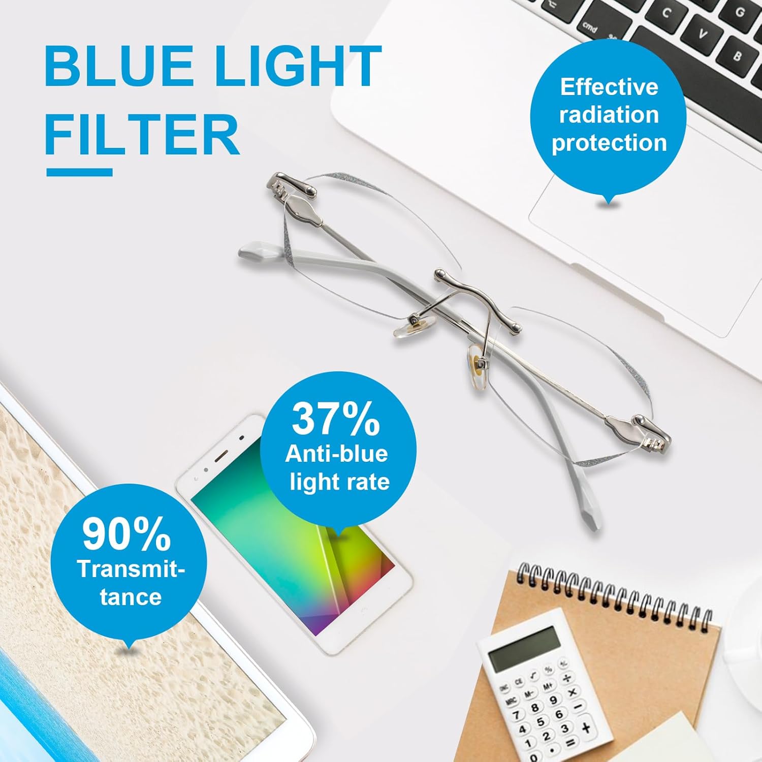 OCCI CHIARI Rimless Blue light Reading Glasses Women 2 Pack Readers Designer Eyeglasses(1.0 1.5 2.0 2.5 3.0 4.0)