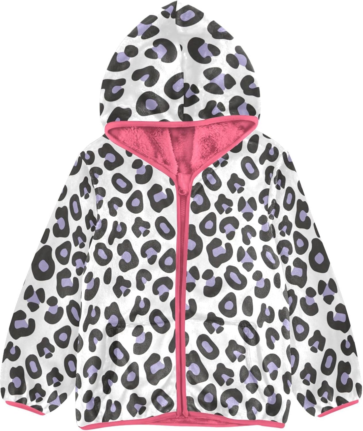 GuoChe Black Leopard Purple Boy Fleece Jacket