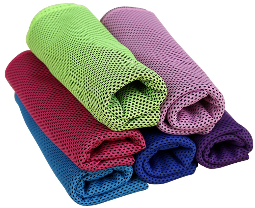 Ranvi Ice Cooling Towel-Compact Chilling Wrapped Neck Scarf for Yoga,Golf,Camping,Beach,Fitness,Workout, 6 PCS.