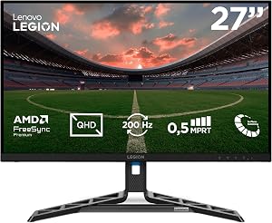 Lenovo Legion R27qe Gen 2 – Monitor Gaming QHD 27″ (IPS, 200 Hz, 0.5 ms MPRT, 16:9, HDMI 2.1 + DP 1.4, AMD FreeSync Premium, VESA Adaptive Sync, Ajuste Inclinación/Altura/Pivote/Giro) – Negro