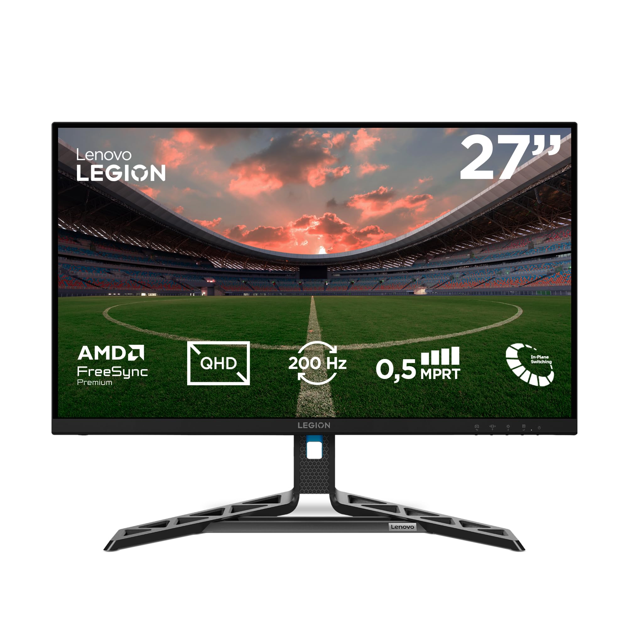 Lenovo Legion R27qe Gen 2 - Monitor Gaming QHD 27" (IPS, 200 Hz, 0.5 ms MPRT, 16:9, HDMI 2.1 + DP 1.4, AMD FreeSync Premium, VESA Adaptive Sync, Ajuste Inclinación/Altura/Pivote/Giro) - Negro