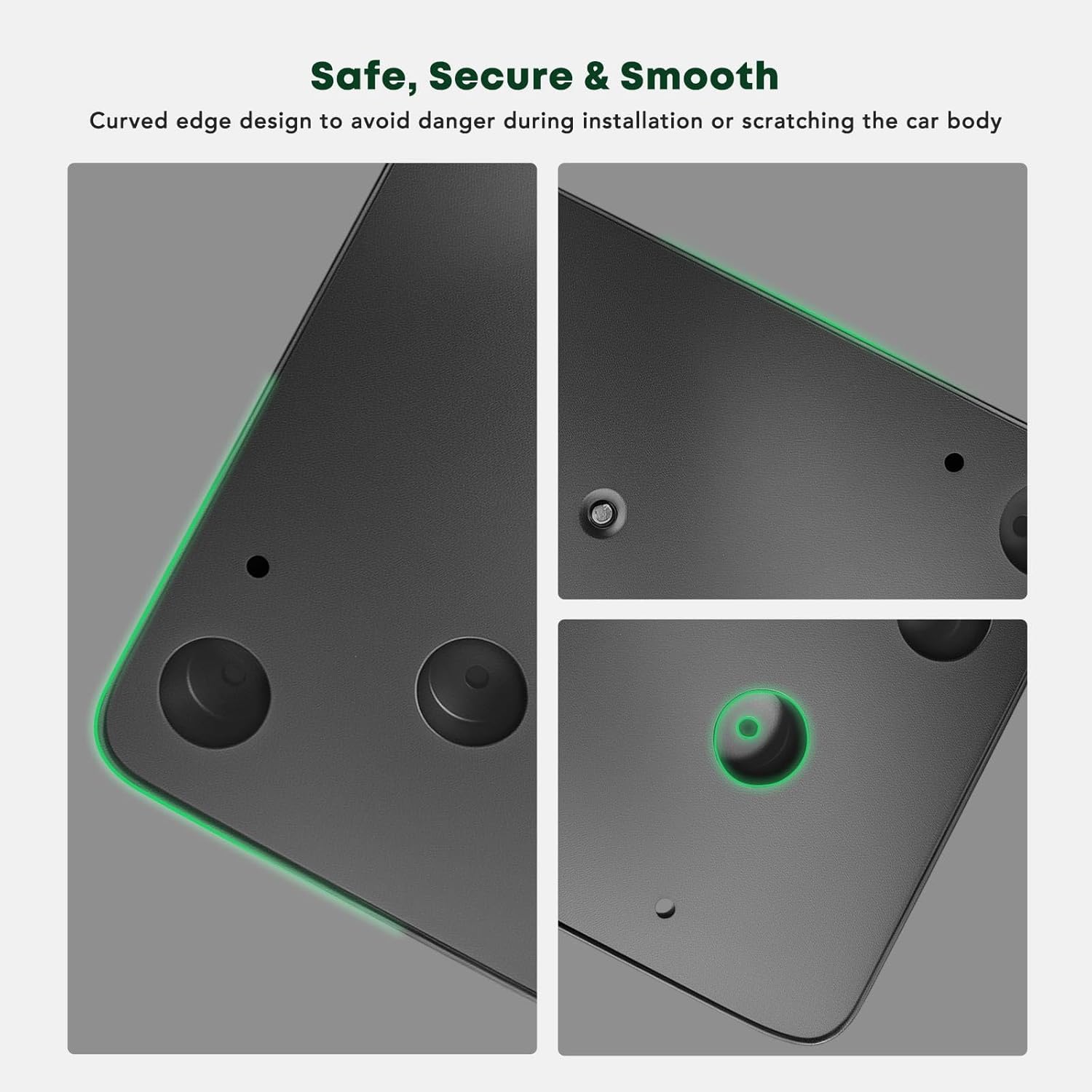 YHTAUTO Front License Plate Frame w/o Screws Compatible with GMC Acadia 2020-2023, Plastic & Glass Fiber Black Bumper License Plate Bracket, No Drill Licence Plate Holder