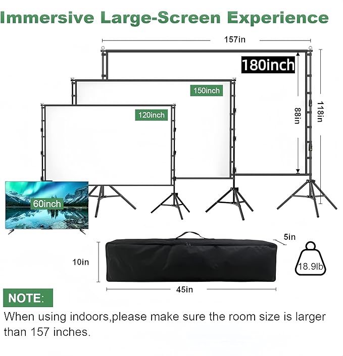 Pantalla Proyector 180 Pulgadas con Trípode Portátil Exterior 16:9 miniatura 2